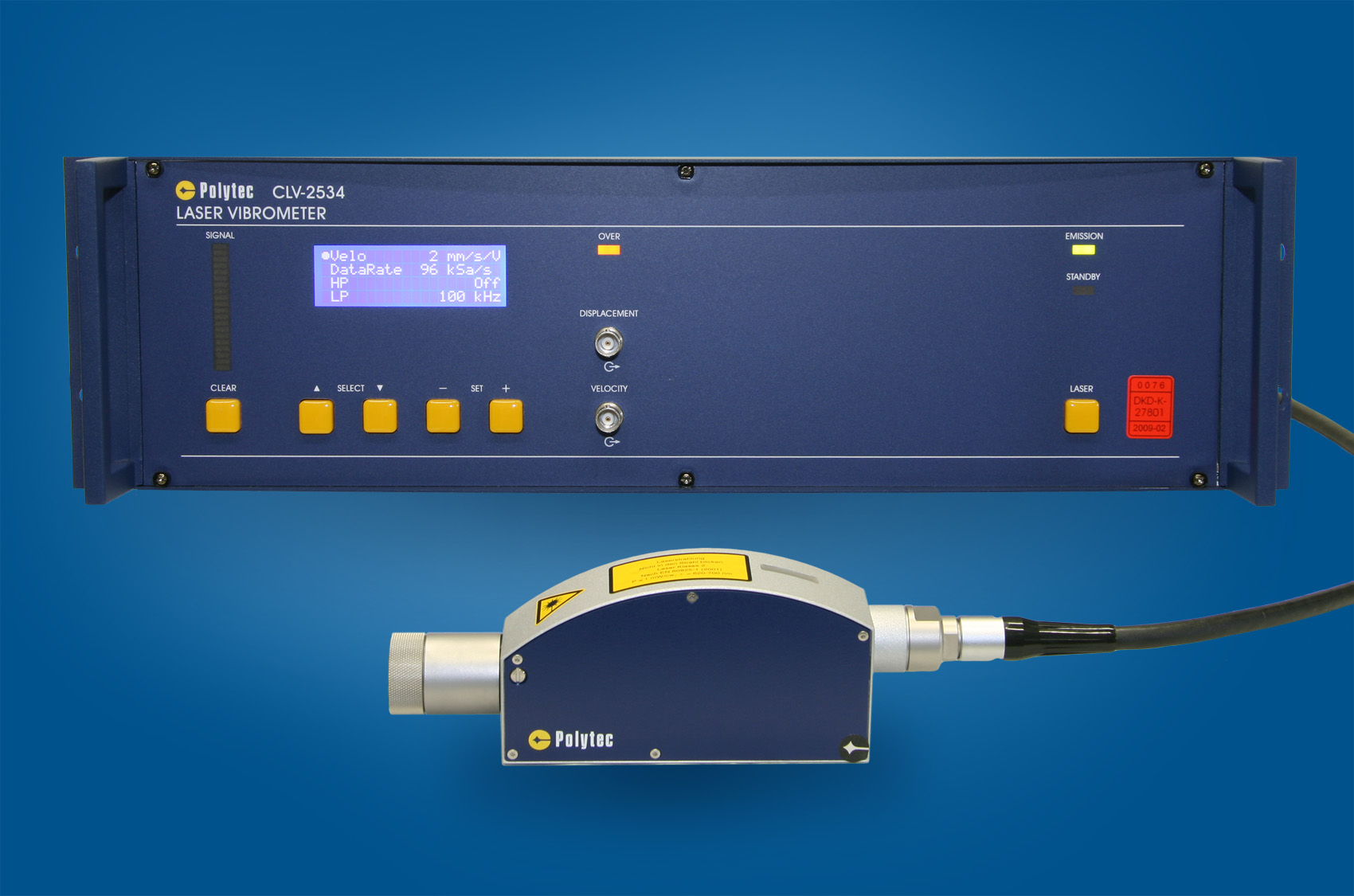 We can calibrate laser vibrometers with analog and digital output.